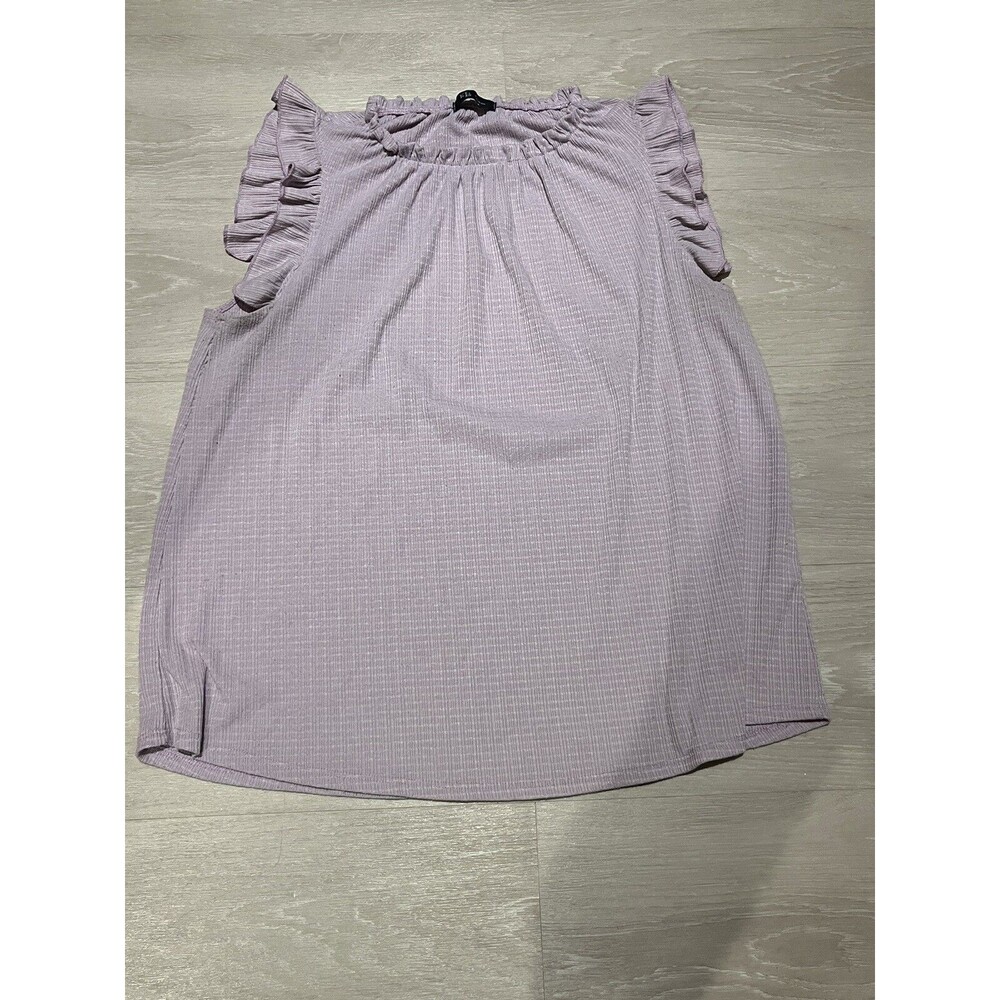 KLD Top Women M Medium Purple Ruffle Sleeveless Tunic